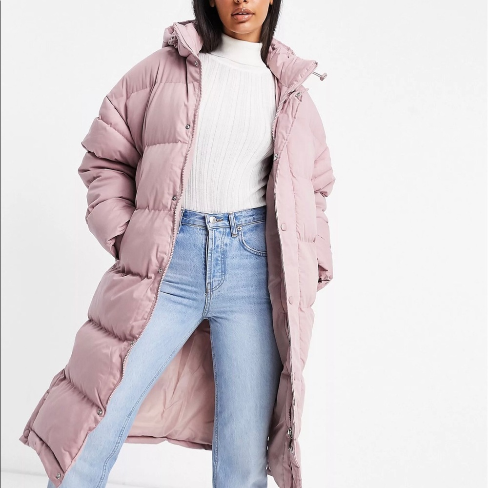 ASOS Long Padded Pink Coat